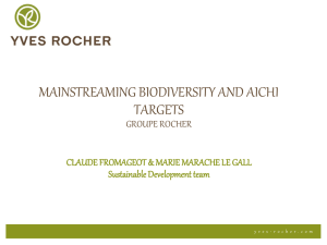 Mainstreaming Biodiversity and Aichi Targets, Claude