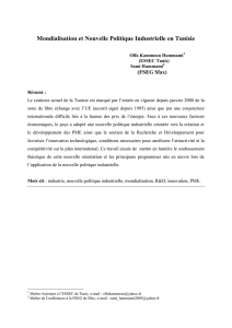 Mondialisation et Nouvelle Politique Industrielle en Tunisie