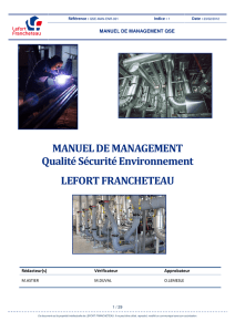 MANUEL DE MANAGEMENT Qualité Sécurité Environnement