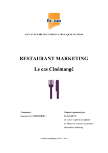 RESTAURANT MARKETING Le cas Cinémangé