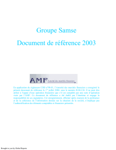 Groupe Samse Document de référence 2003