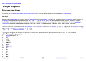 La langue hongroise Structure phonétique