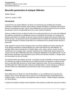 Nouvelle grammaire et analyse littéraire - Correspondance