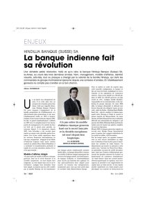 Article sur Hinduja Banque Suisse - magazine