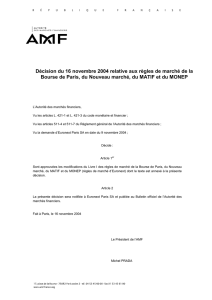 Décision du 16 novembre 2004 relative aux règles de marché