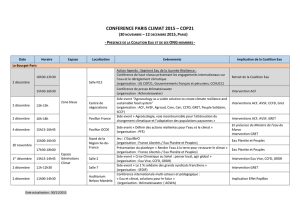 le calendrier des activités de la Coalition Eau et de ses ONG membres