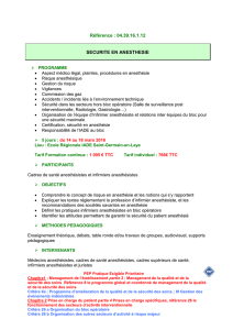 Référence : 04.39.16.1.12 SECURITE EN ANESTHESIE