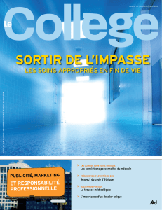 Revue Le Collège - Hiver 2010 - Collège des médecins du Québec