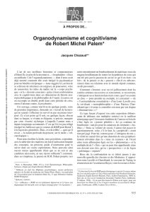 Organodynamisme et cognitivisme de Robert Michel Palem*