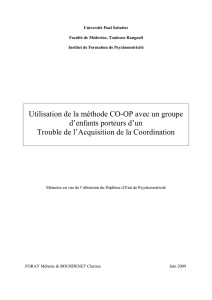 Mémoire psychomotricité - Institut de Formation en Psychomotricité