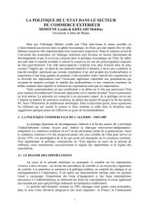 la politique de l`etat dans le secteur du commerce exterieur