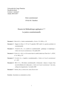 Dossier de Méthodologie appliquée n° 7 La justice constitutionnelle