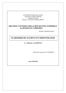 Le dossier du patient en odontologie