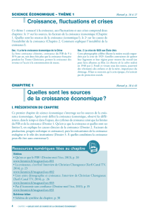 Croissance, fluctuations et crises Quelles sont les sources de la