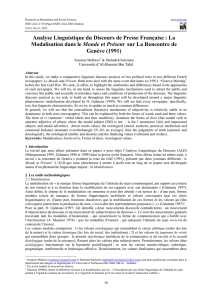 Analyse Linguistique du Discours de Presse Française