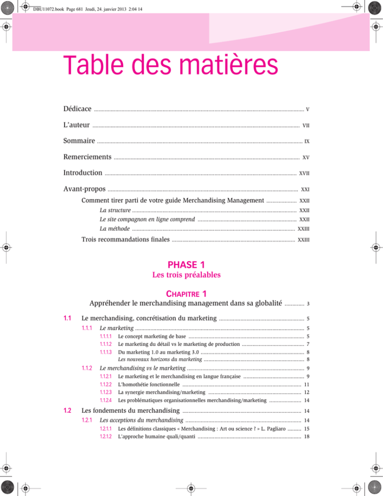 Table Des Matières