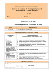 VSB Option spécifique Economie et droit