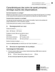 Caractéristiques des soins de santé primaires : sondage