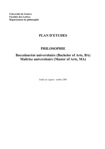 PLAN D`ETUDES PHILOSOPHIE Baccalauréat universitaire