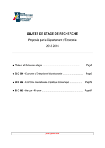 SUJETS DE STAGE DE RECHERCHE