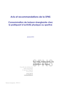 Boisson énergisante - SFNS 13 - Société Française de Nutrition du