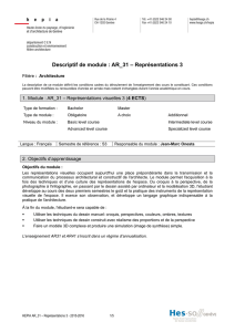 Descriptif de module : AR_31 – Représentations 3