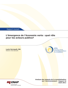 L`émergence de l`économie verte : quel rôle pour les acteurs