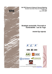 Stratégie sectorielle, Pauvreté et Vulnérabilité : cas du Togo