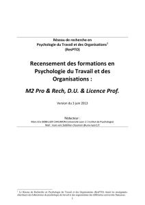Recensement des formations en Psychologie du - Risc-CNRS