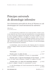 Principes universels de déontologie infirmière