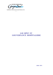 Loi HPST et gouvernance hospitalière