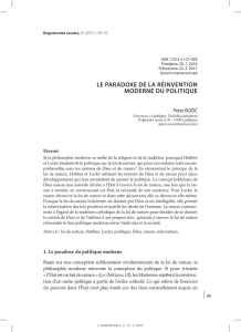 le Paradoxe de la réinvenTion Moderne du PoliTique