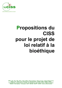 Propositions du CISS pour le projet de loi relatif à la bioéthique