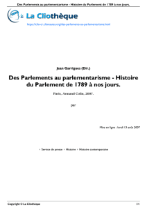 Des Parlements au parlementarisme - Histoire du