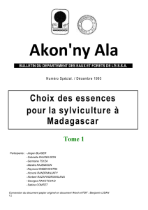 Choix des essences pour la sylviculture à Madagascar Tome 1
