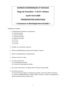 SCIENCES ECONOMIQUES ET SOCIALES Stage de Formation