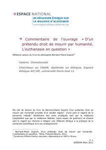 Commentaire de l`ouvrage « D`un prétendu droit de mourir par