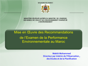 Etapes de l`Examen des Performances Environnementales du Maroc