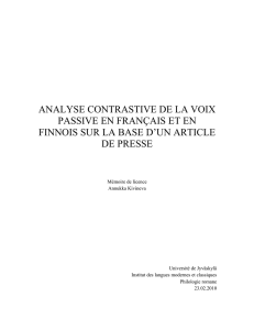 analyse contrastive de la voix passive en français et en finnois sur la