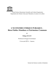 L`économie éthique publique : Biens publics mondiaux