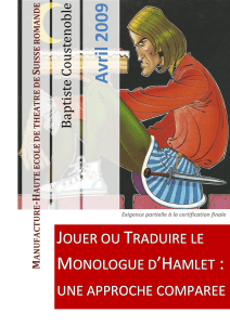 Jouer ou traduire le monologue d`Hamlet, une
