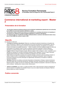 Commerce international et marketing export - Master 2