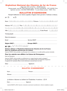 Bulletin d`adhésion - ONCF - Orphelinat National des Chemins de
