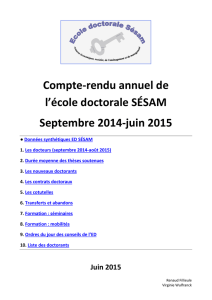 Compte-rendu annuel de l`école doctorale 2014-2015