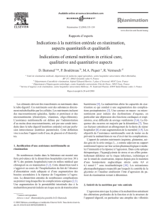 Indications à la nutrition entérale en réanimation, aspects