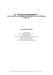 Le ``Revenue Management`` : de la gestion optimisee des revenus a