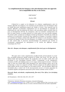 Les relations complmentaires entre les Institutions de Microfinance