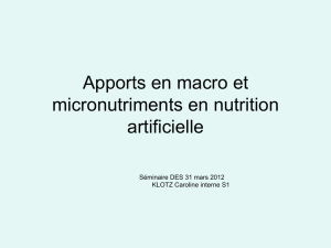Apports en macro et micronutriments en nutrition