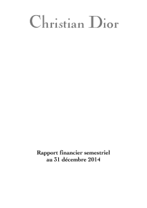 Rapport financier semestriel au 31 décembre 2014