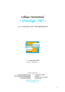 Actes du colloque international Sémiologie 2005 - ORBi